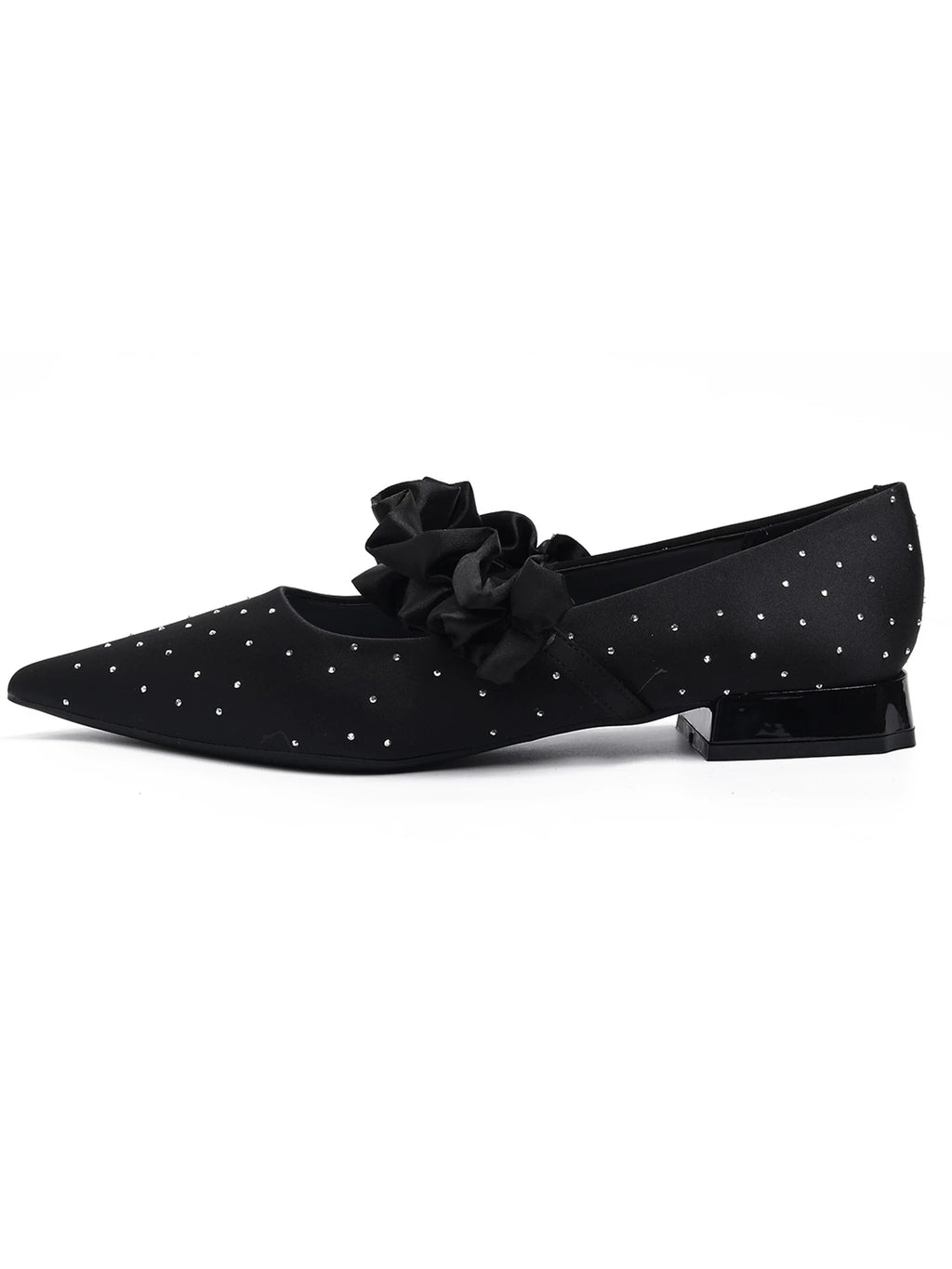 CHRNDXEE Bow One-button Versatile Pointed Shallow Mouth Single Shoes