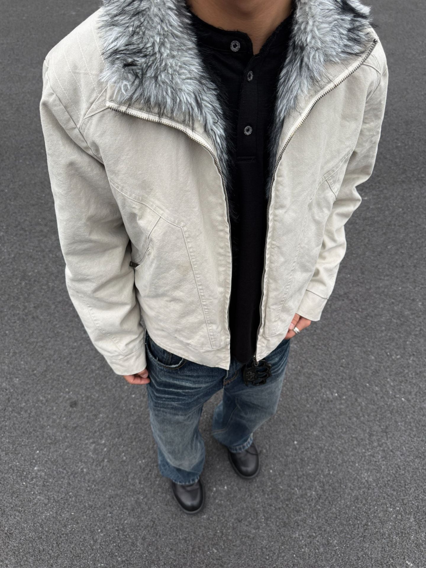 EME Stand-up Neck Zip Vintage Jacket