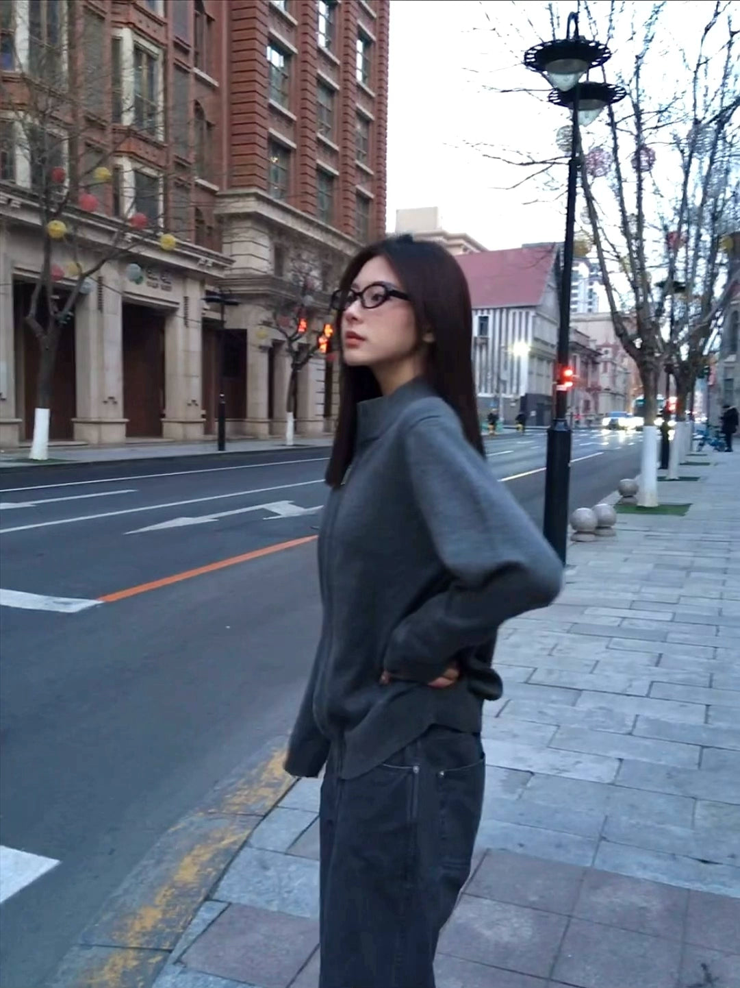 TumBlerine Stand-up Collar, Old Money Style, Wool Zip-up Cardigan 100% Cotton Jacket