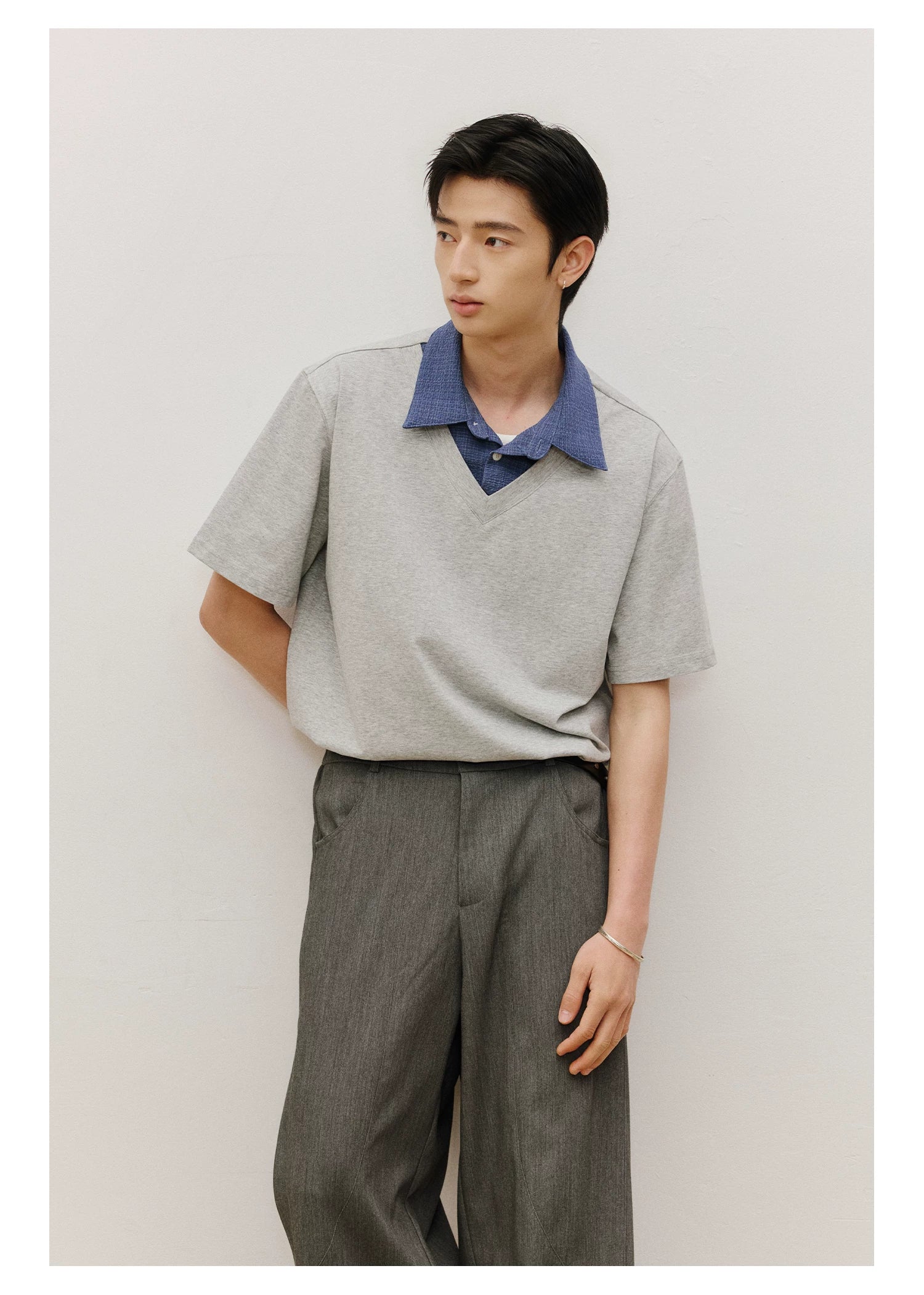 LR Cool Contrasting False Two-piece Tee