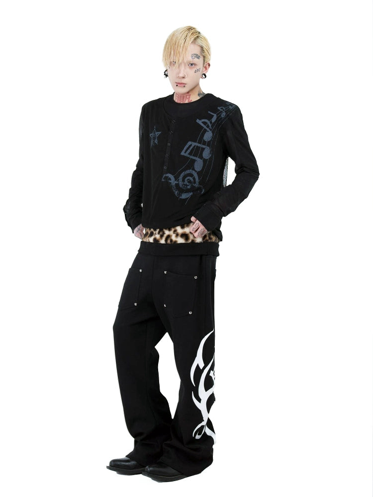 DETW 25ss * "Leopard Print"  Straight Machete Commuter Sweatpants