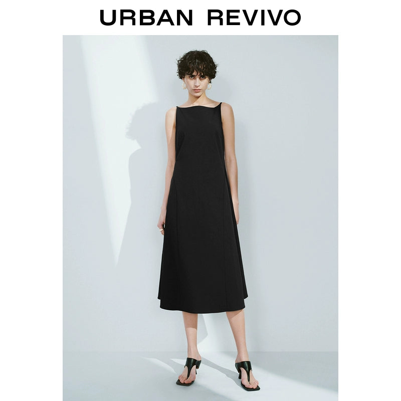 URBAN REVIVO Temperament Back Zipper Waist Sleeveless Dress