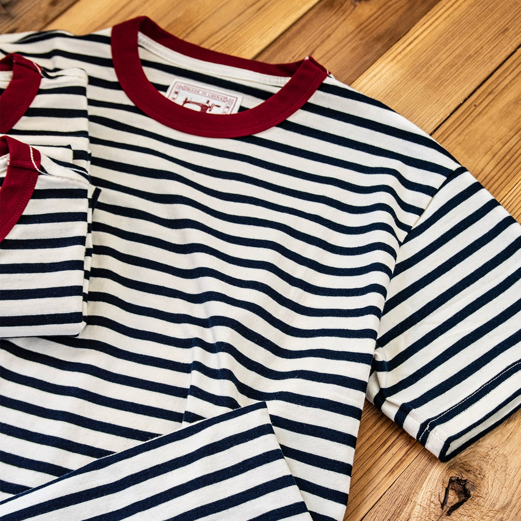 PrintAce Retro Sea Soul Striped Contrasting Loose Tee