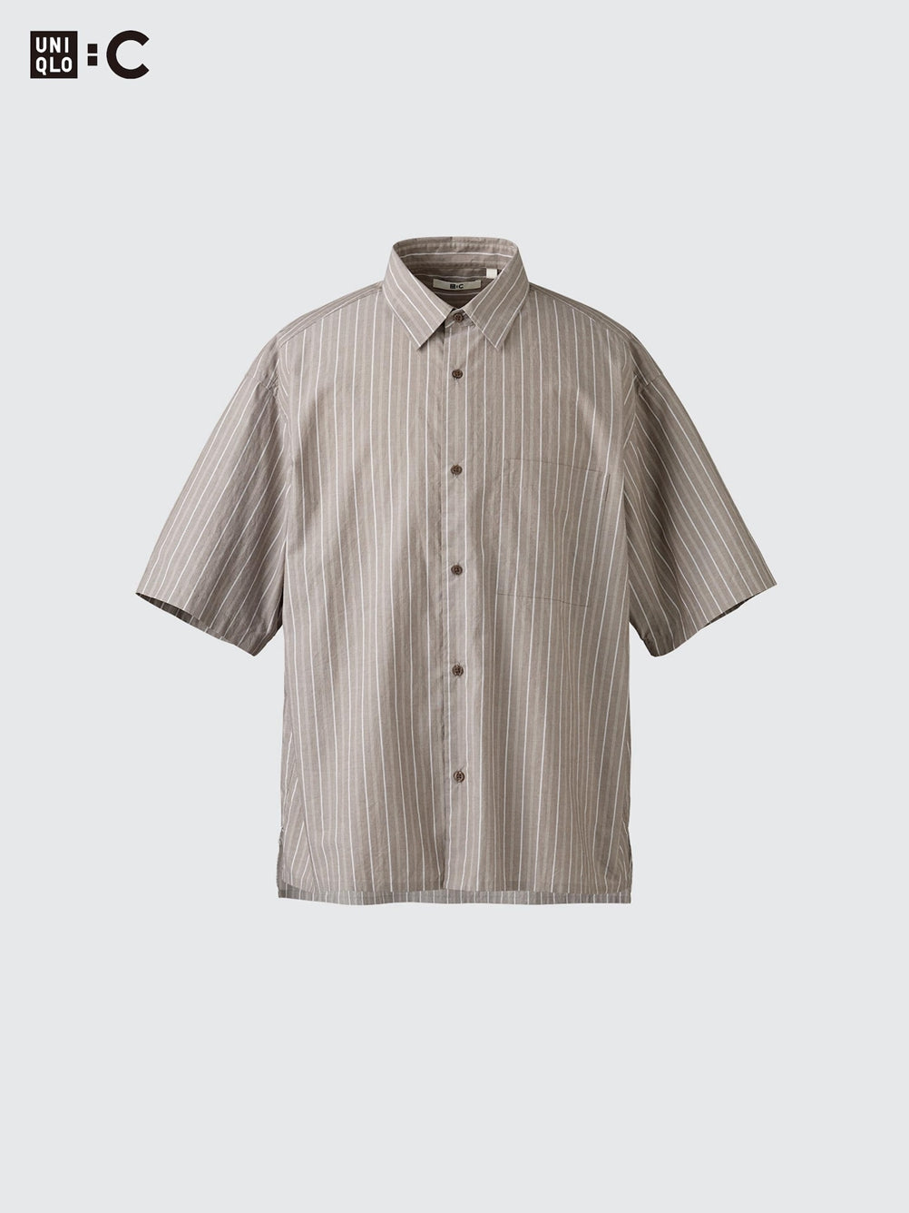 Uniqlo C series cooperation/men's and women's loose striped shirt short-sleeved shirt casual versatile 477643