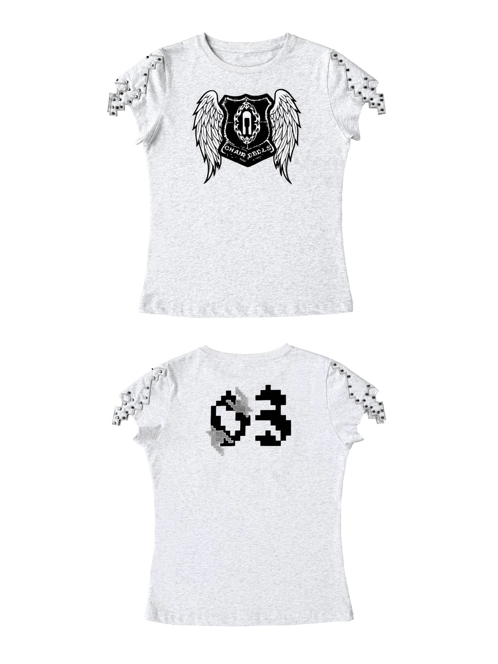 CHAI Wings Thousand Birds Grid Patch Nail Printed Tee