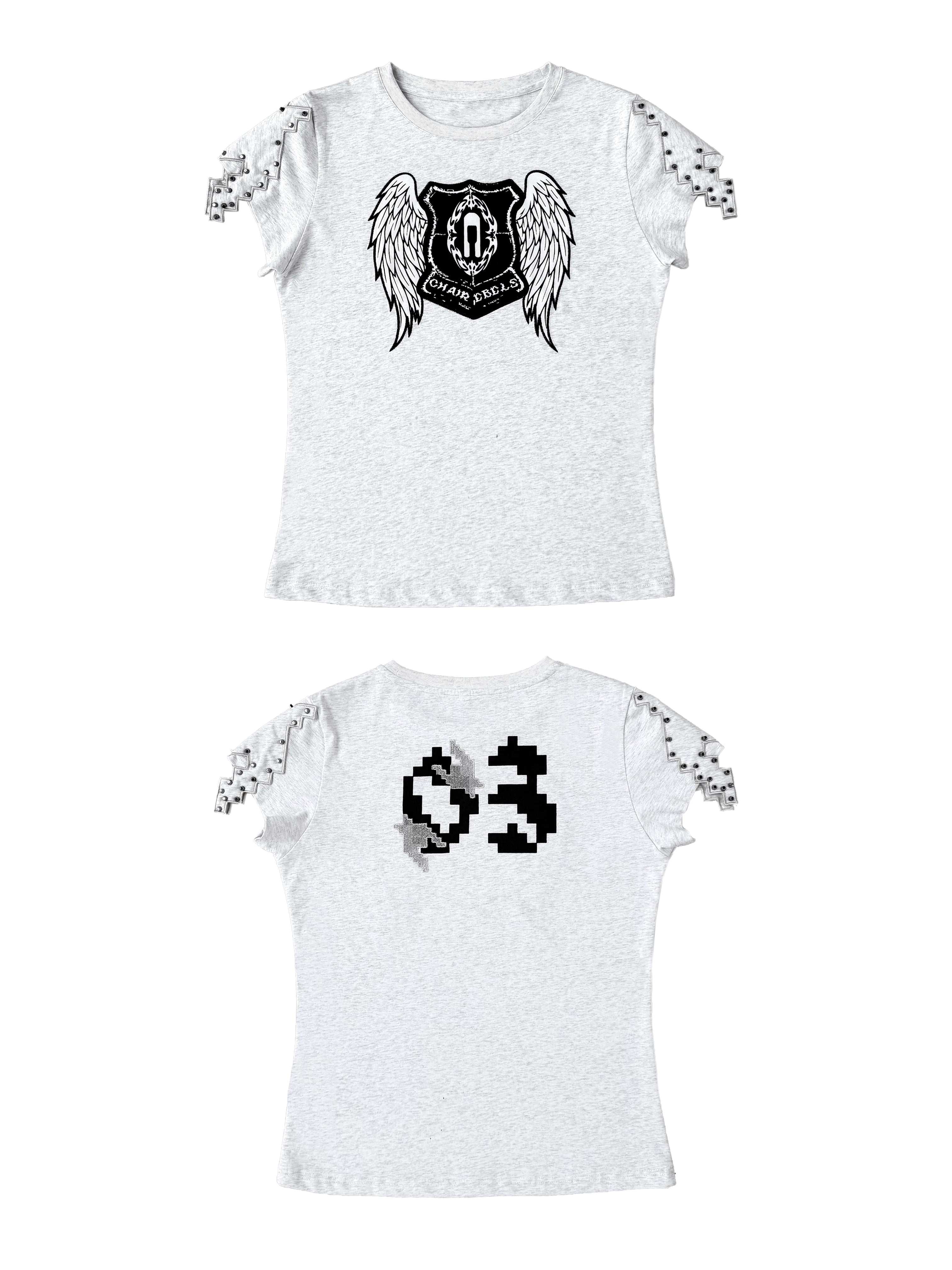CHAI Wings Thousand Birds Grid Patch Nail Printed Tee