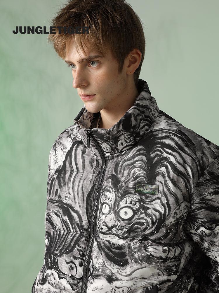 Jungle Tiger & Insect Master Joint National Ink Full Thickened Bread Jacket