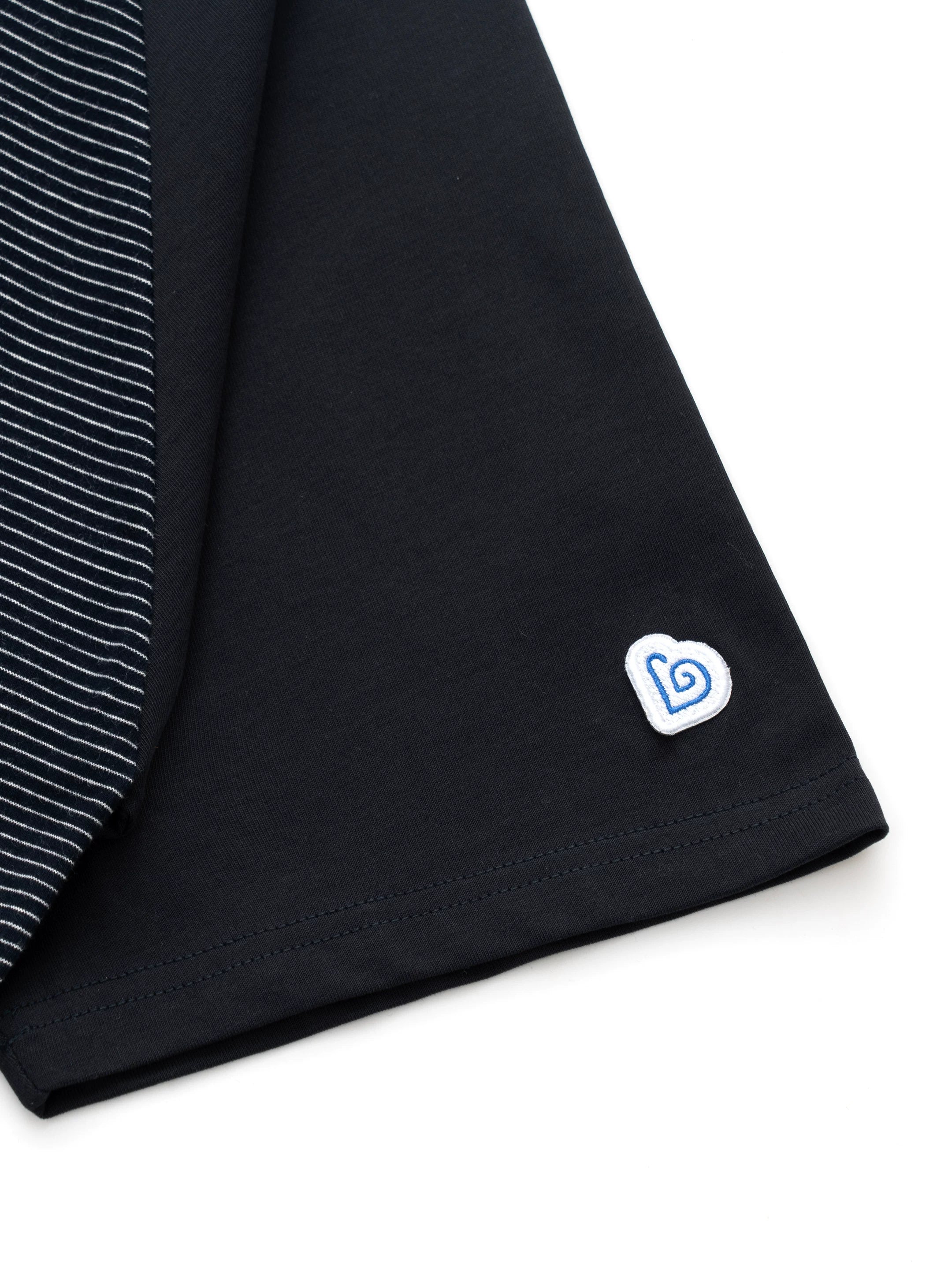 BENT IDEA Pinstripe Color Matching Shoulder Casual Tee