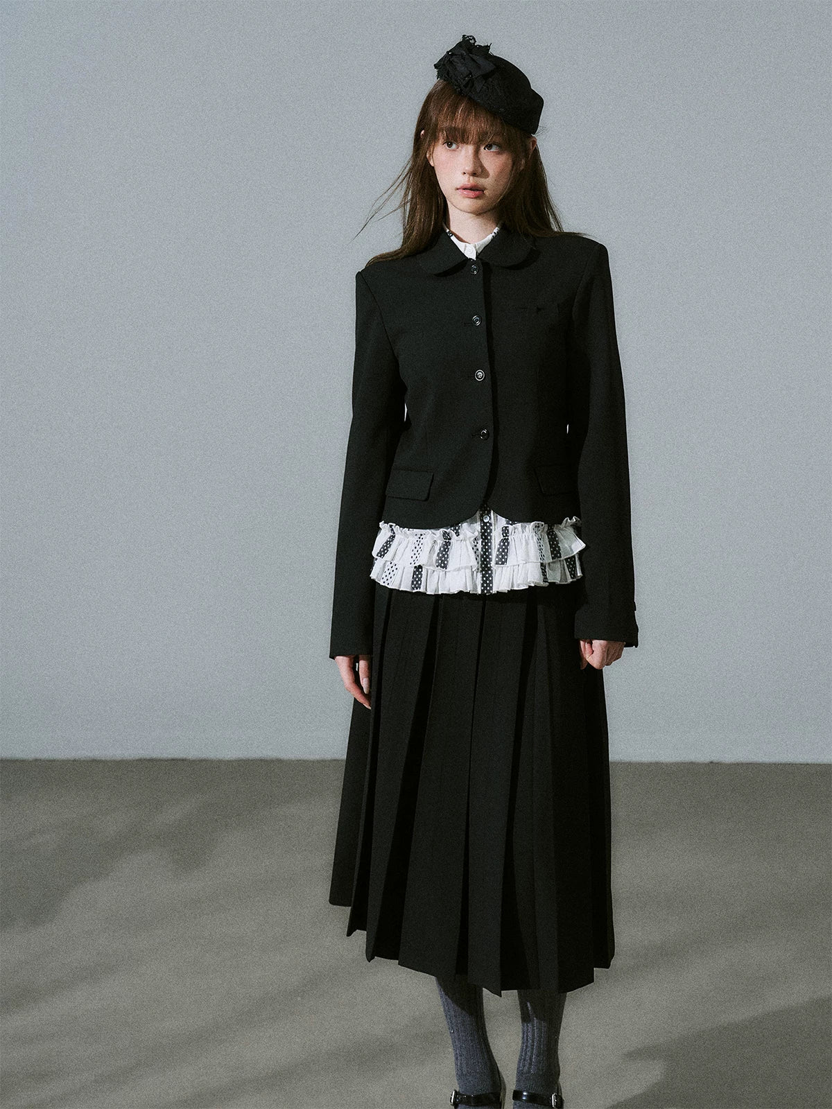 LOST FOREST Vintage Skinny Versatile Pleated Skirt Set