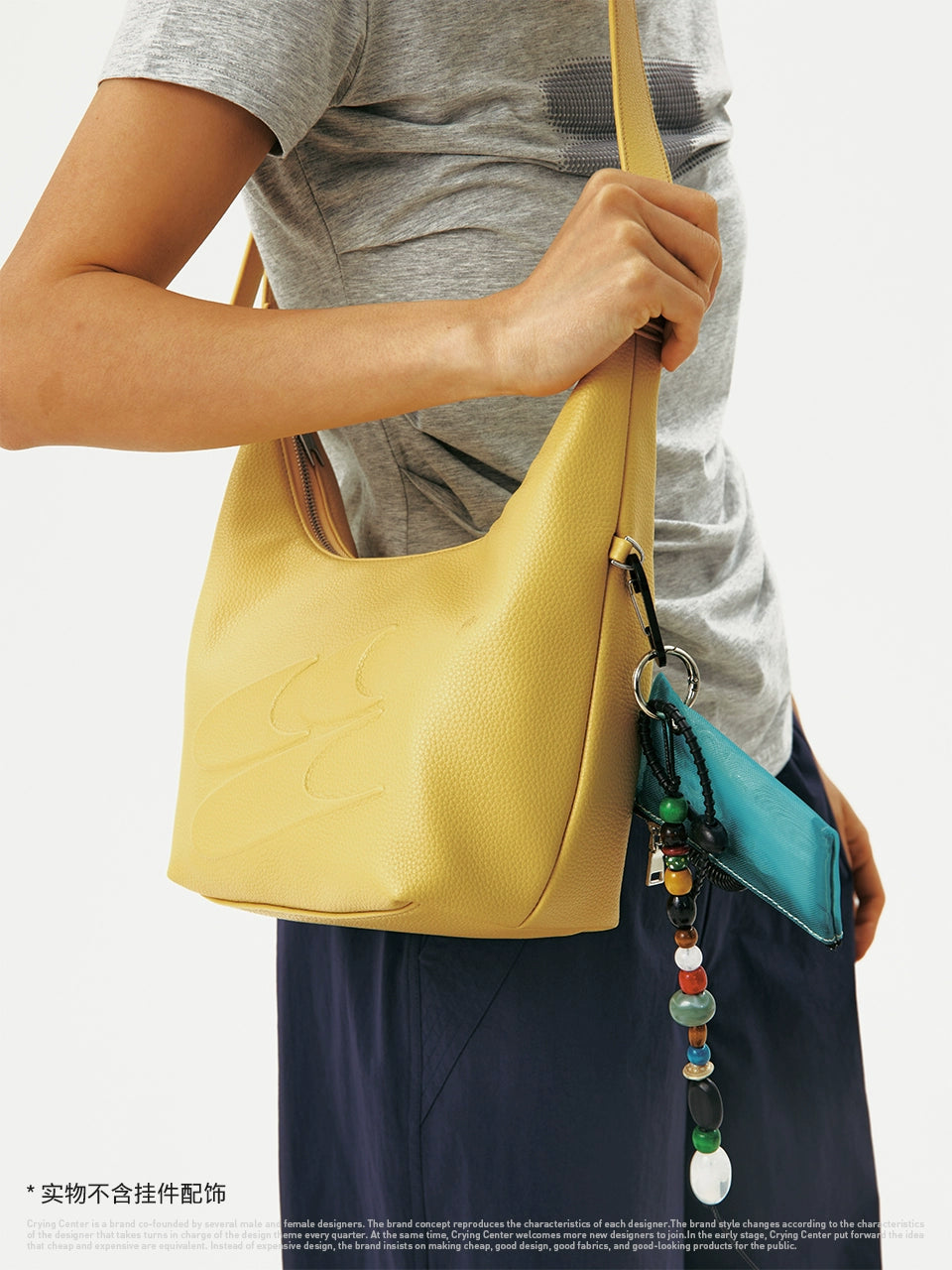 CryingCenter Lychee Pattern Matte Leather Portable Logo Leather Bag