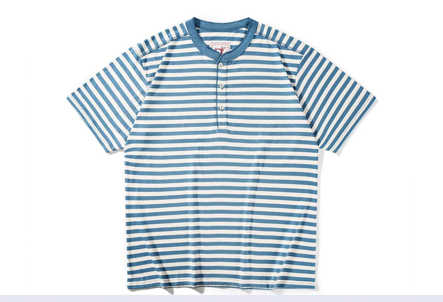 PrintAce Retro Shell Buckle Light Blue Striped Loose Tee