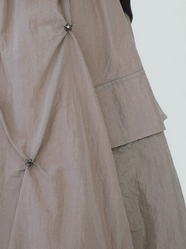 STILLYOU Tooling Texture Pleated Star Rivet Umbrella Skirt Skirt Skirt