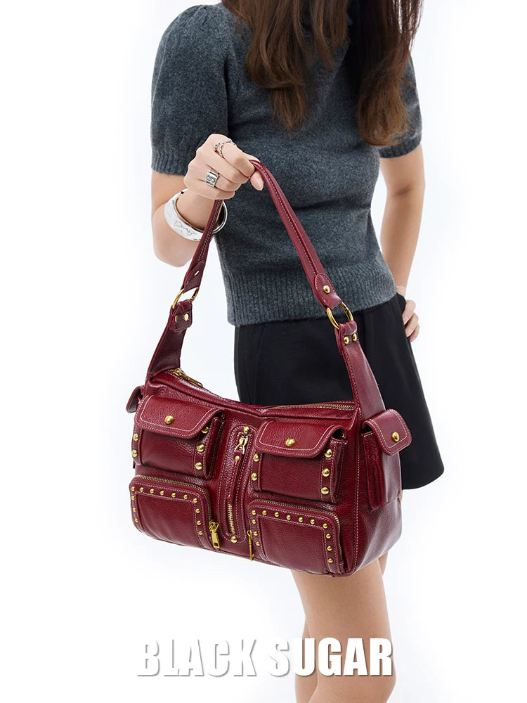 BlackSugarBus Rivet Locomotive Bag Fashion Shoulder Underarm Bag
