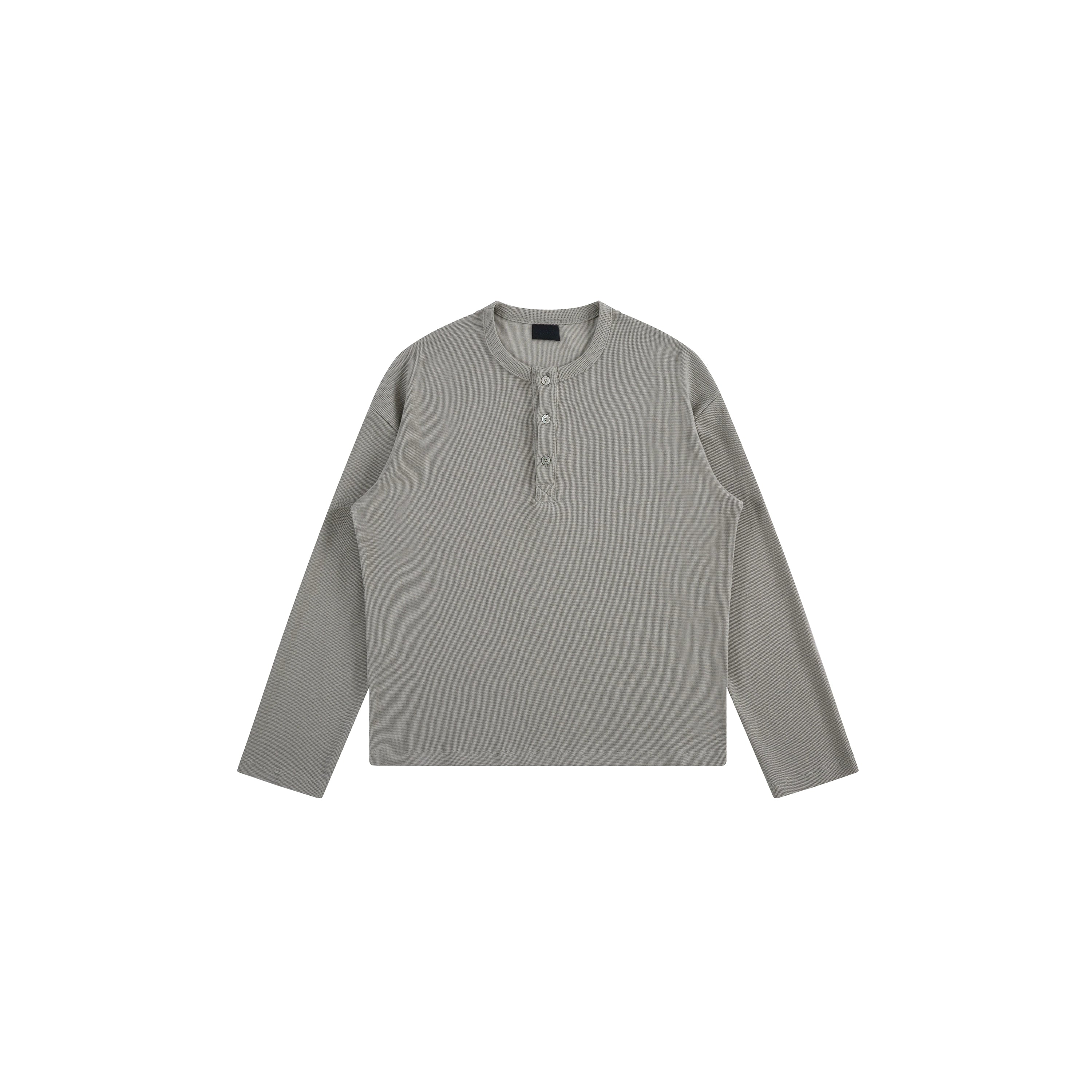 PLUS NO LOGO Diamond Waffle Henry Neck Long Sleeve