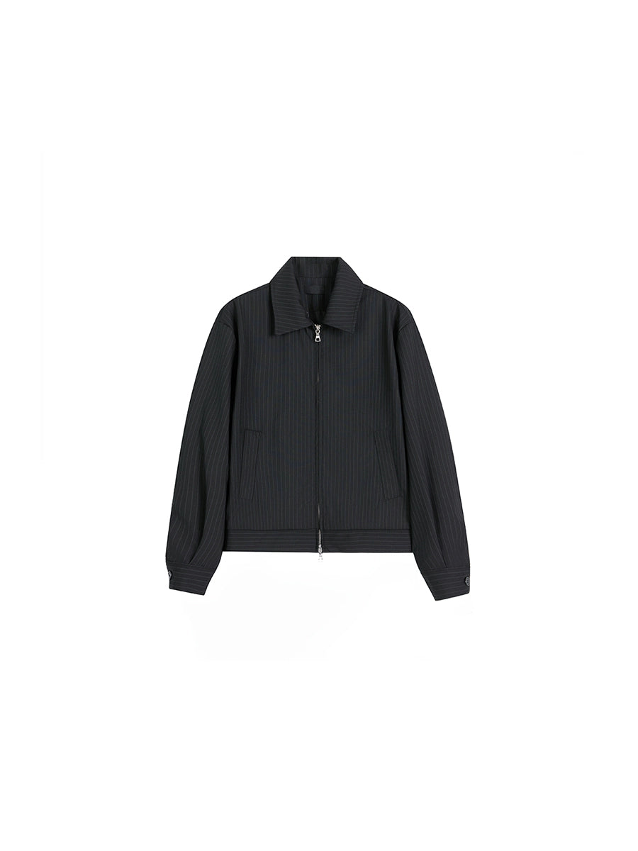 [PLUS NO LOGO] 25AW striped jacket short lapel zipper jacket