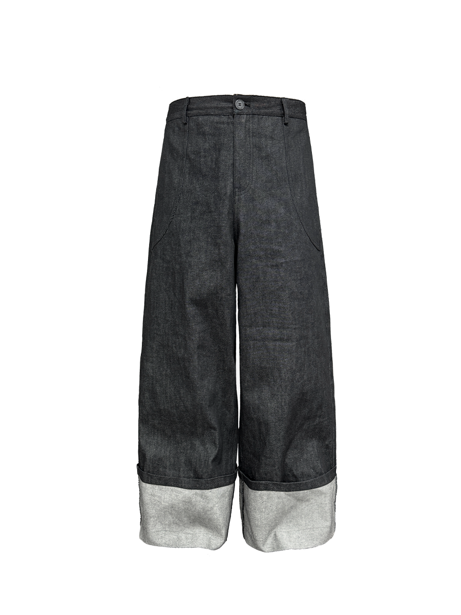 JCAESAR Flanged Beef Wide-leg Jeans