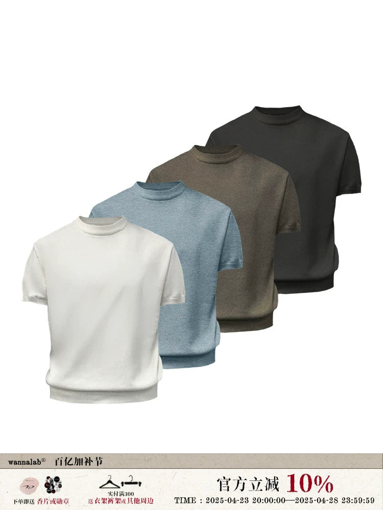 WANNA LAB Stretch-knit Sweater Front-shoulder Tee