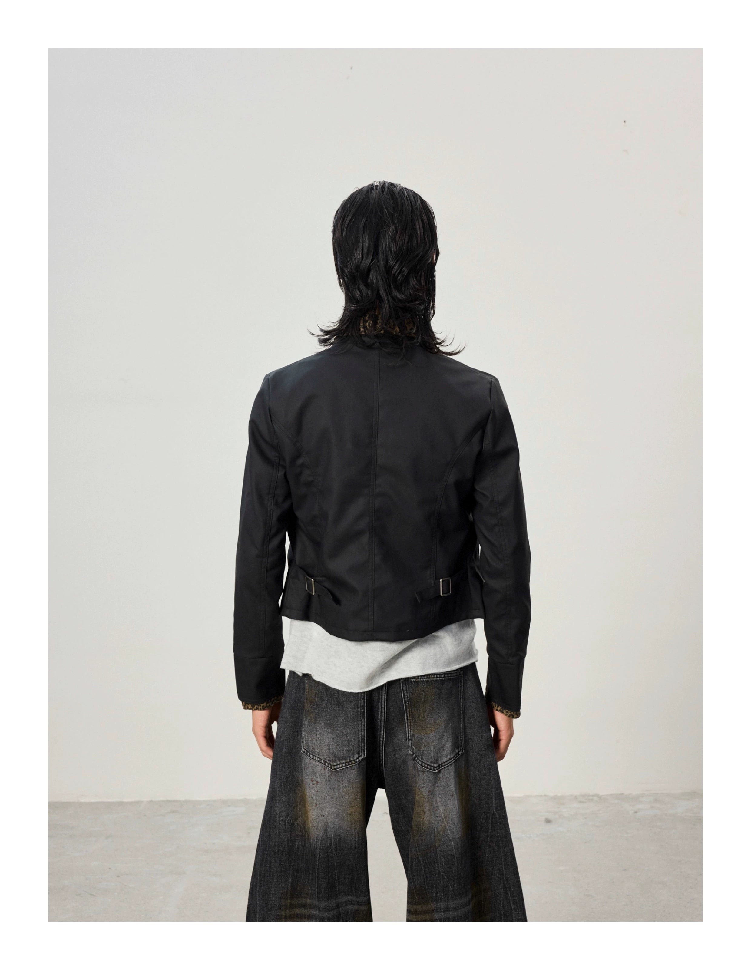 BTSG Short Fake Two-piece Leopard Print Spliced Jacket