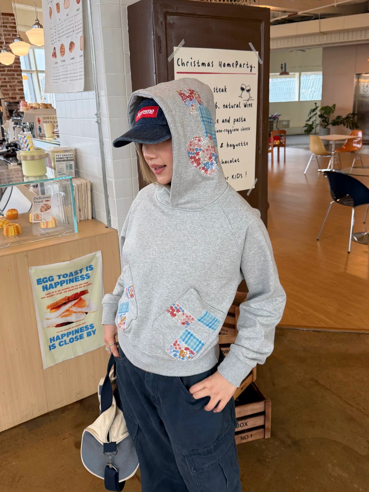 CCYE   Stitched Patch Embroidered Hooded Sweater