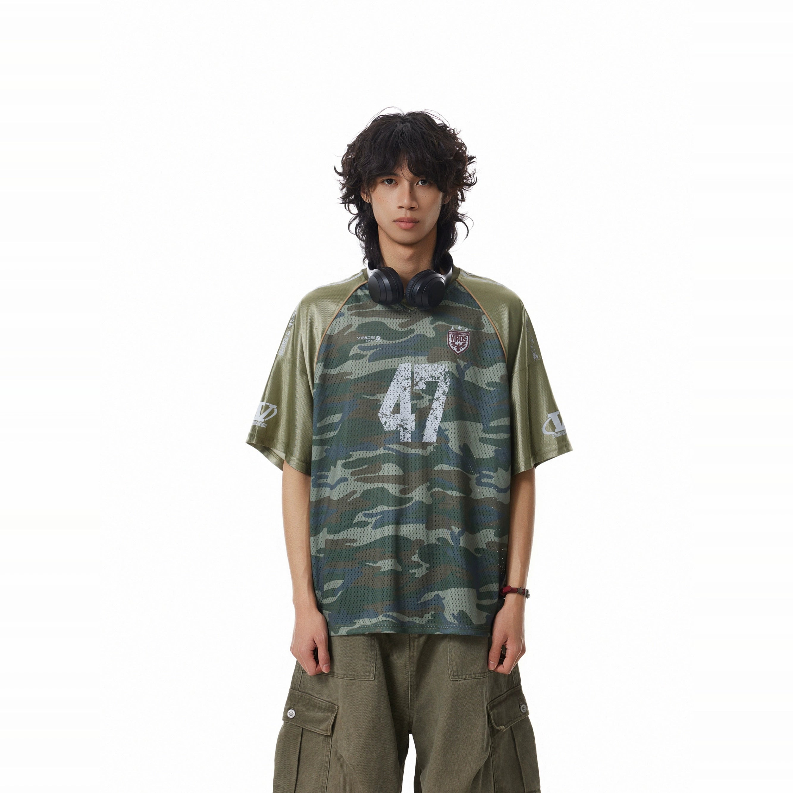 BTSG Mesh Camouflage Splicing Jersey Tee