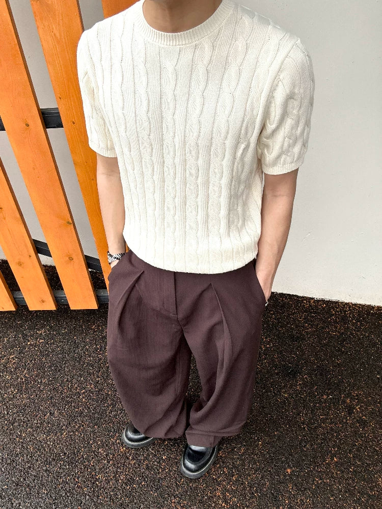 Xanvas Twisted Round Neck Straight Shoulder Knitted Tee