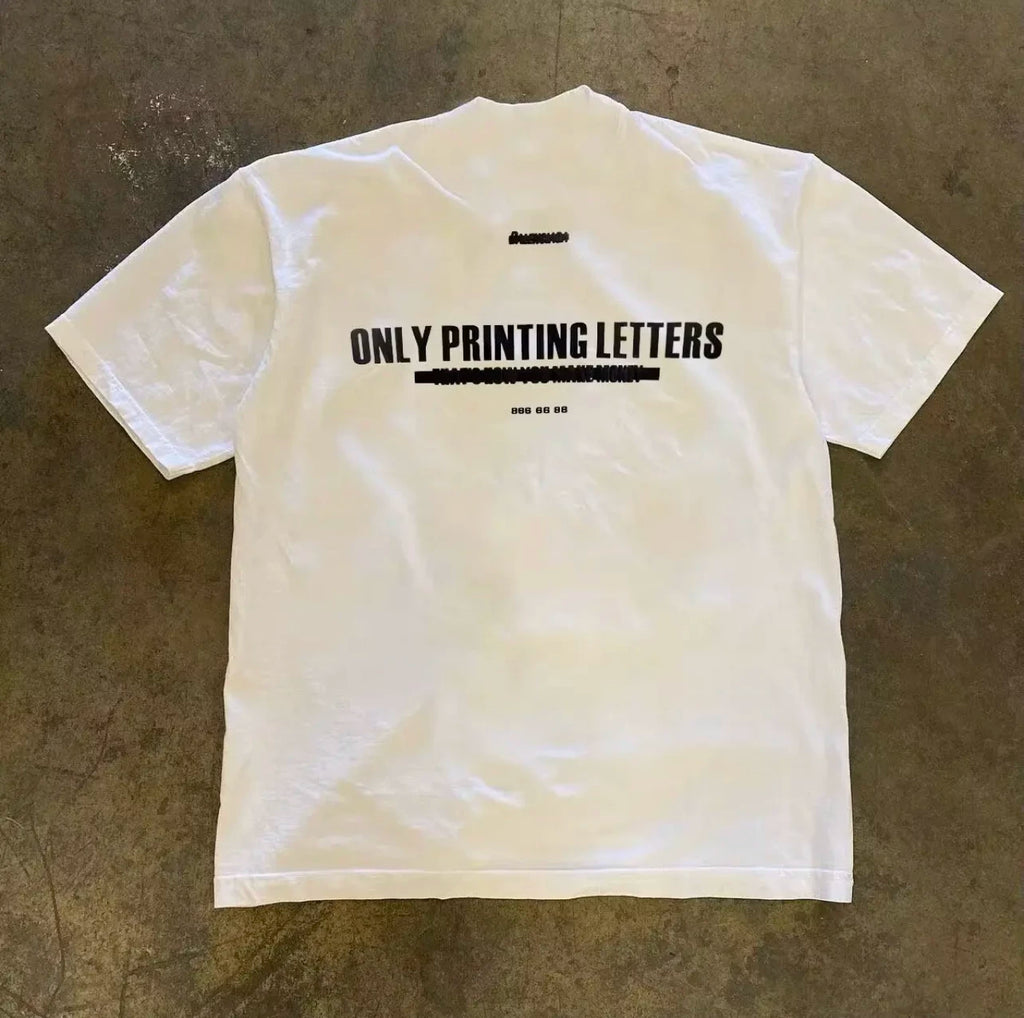 UPUPXIA Letter Print Casual Versatile Tee