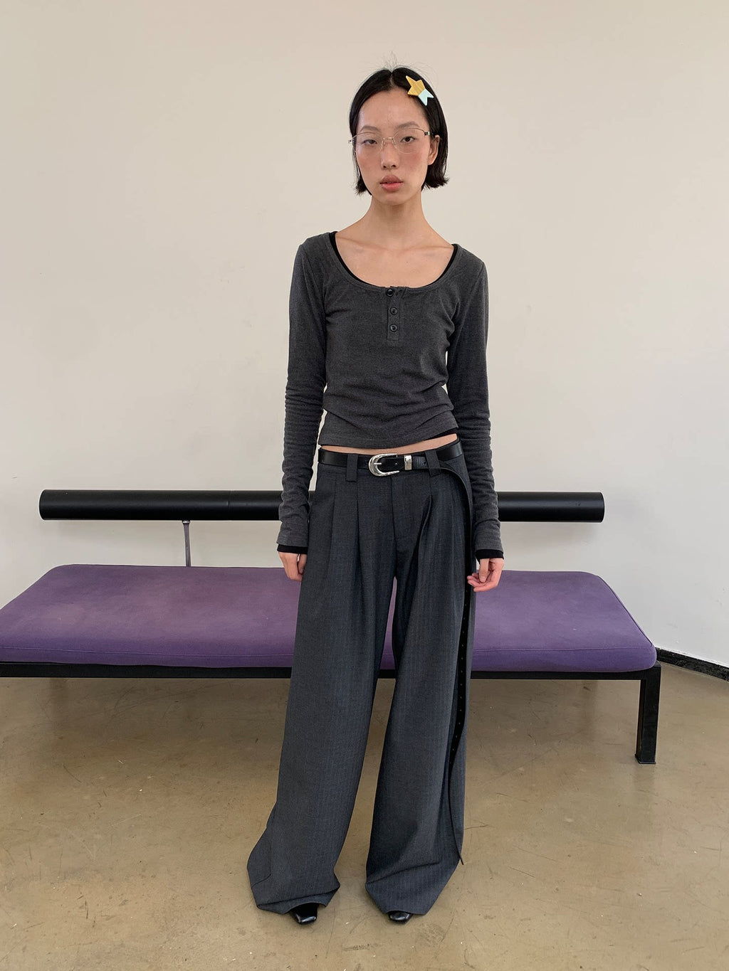 JCAESAR Double-pleated Wide-leg Casual Trousers