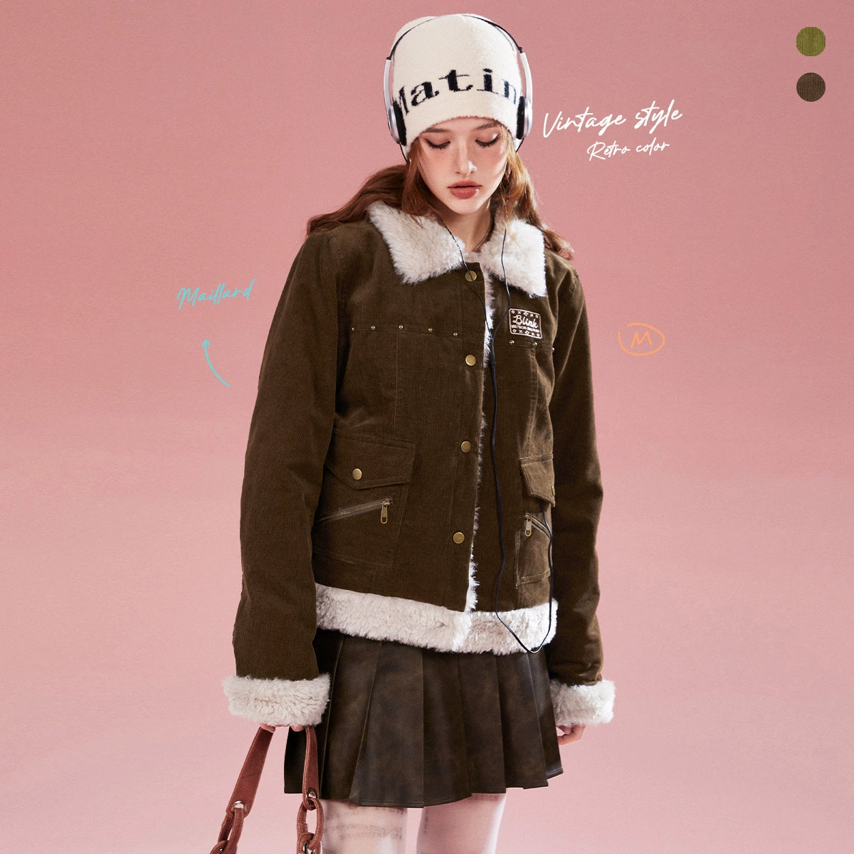 IMONE Vintage College Corduroy Square Collar Jacket