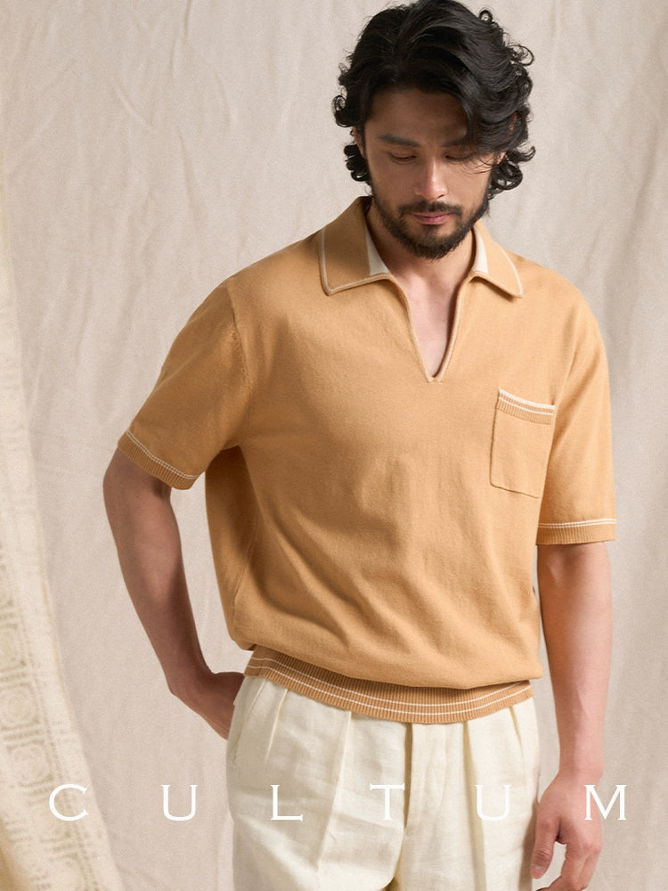 CULTUM Button-free Knitted Polo Shirt Short Sleeve