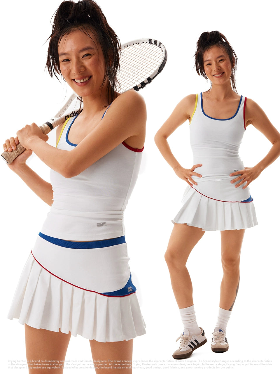 CryingCenter Contrasting Hemming Tennis Vest Tennis Skirt Set
