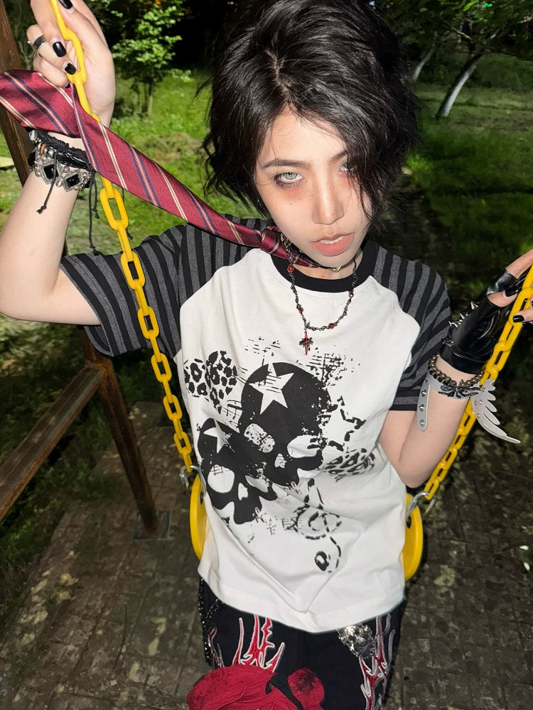 WETBODY Tattoo Skull Print Shoulder Tee