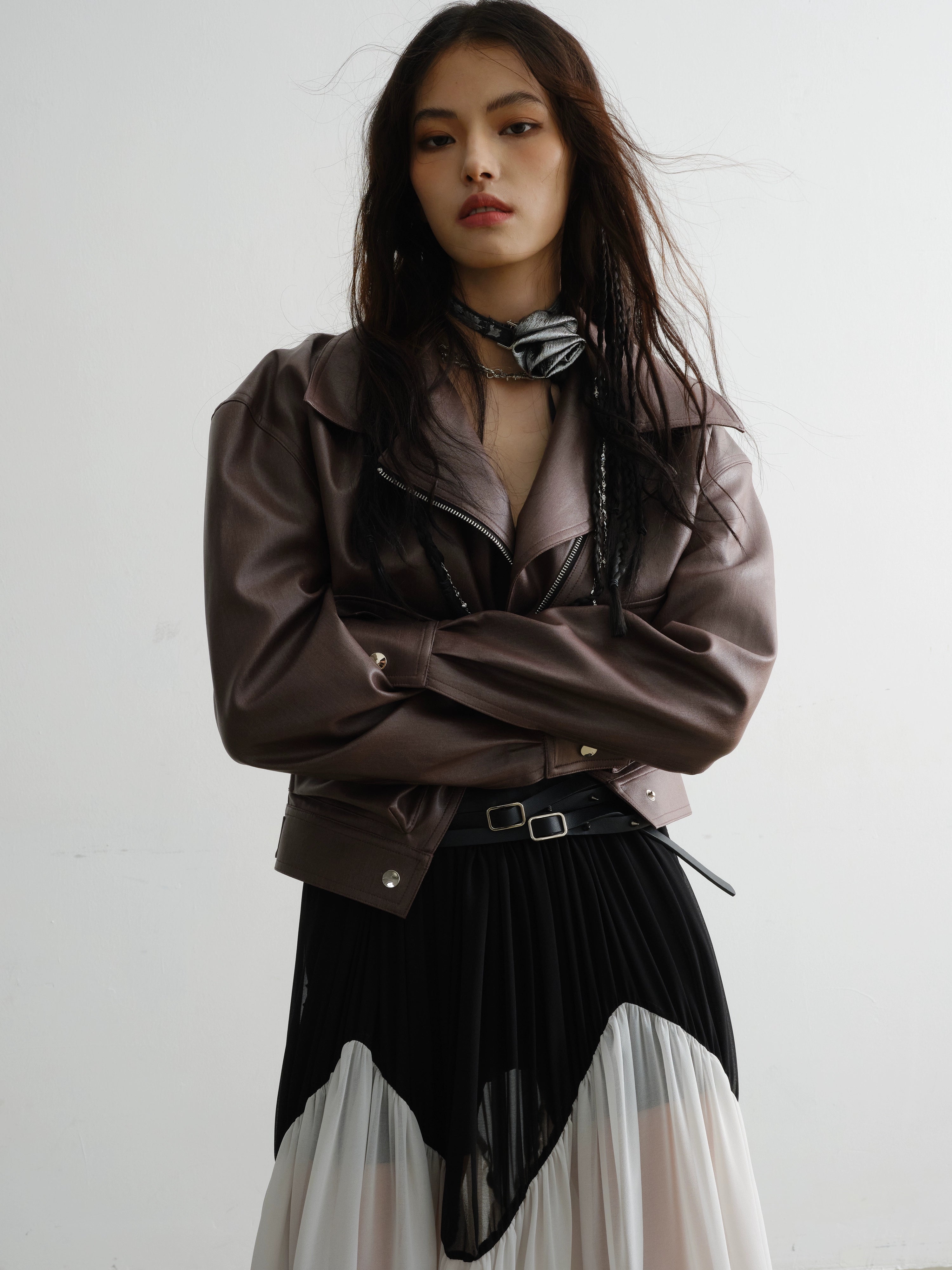 Jnylon Vintage Loose PU Leather Jacket