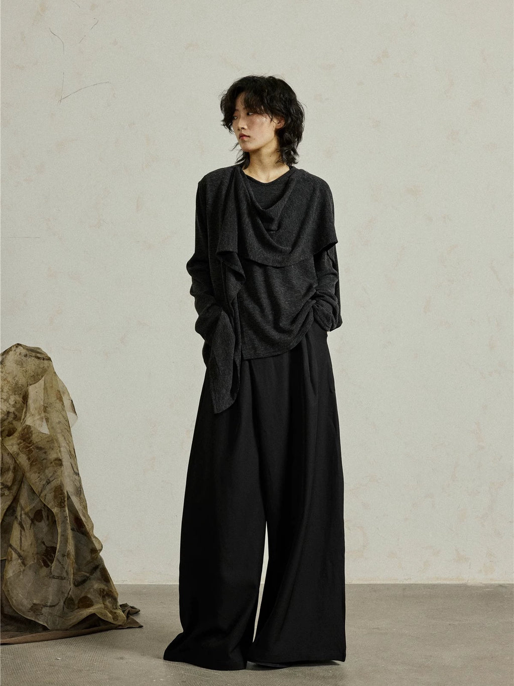 SUNYVONNE Double-button Diagonal Placket Suit Pants