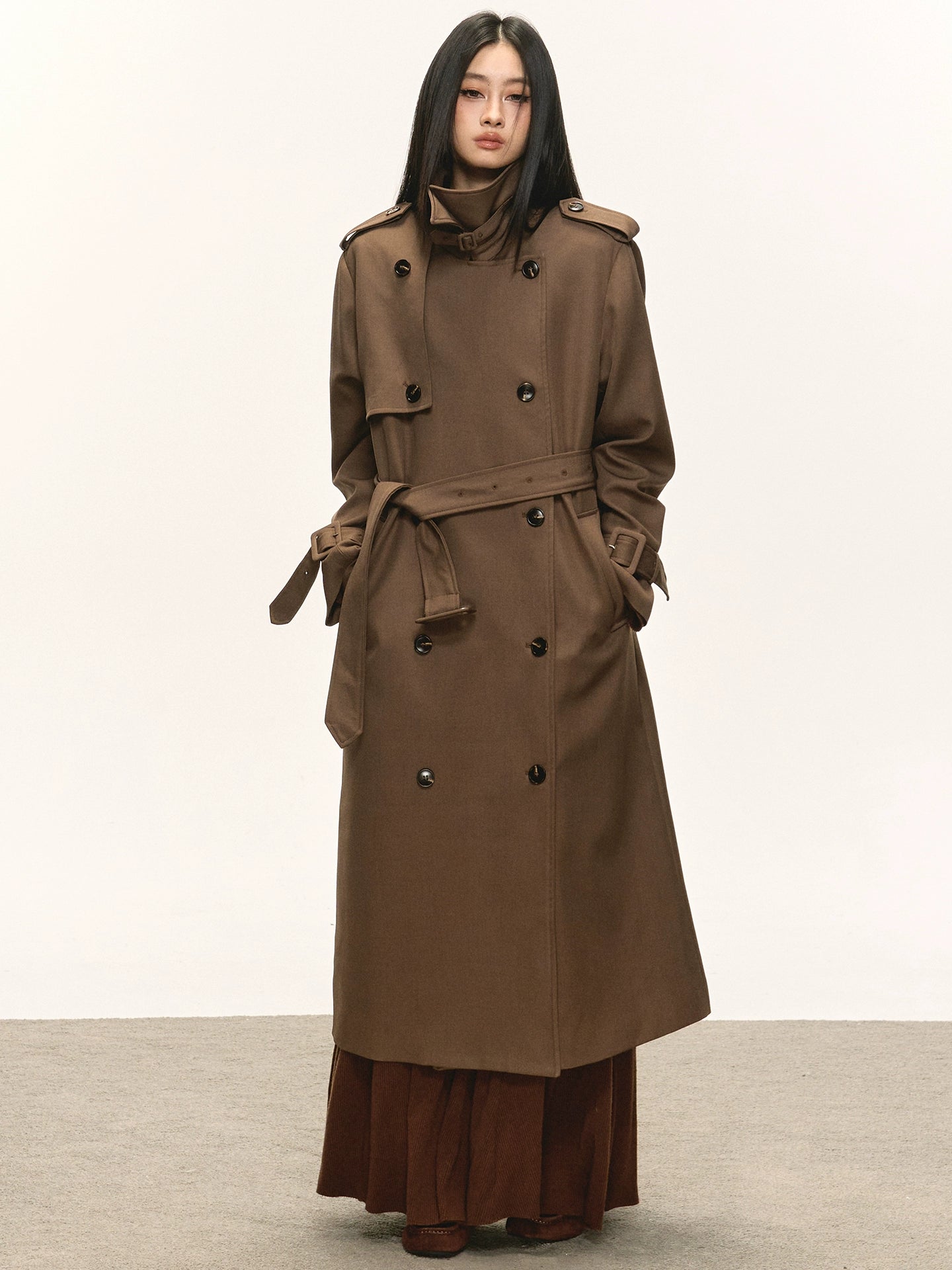 Anna Aneae Long Double-breasted Temperament Premium Coat