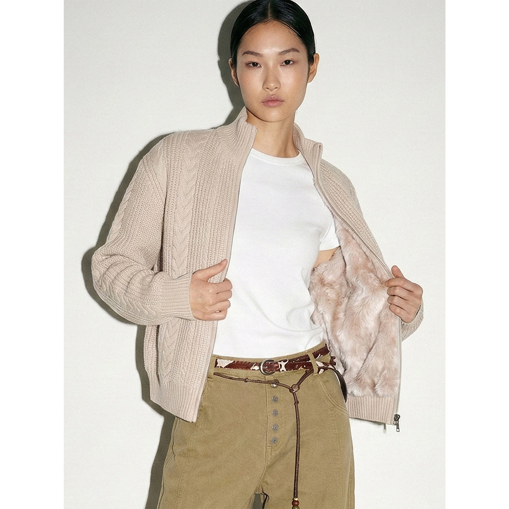 MADEEXTREME Vintage Knitted Stand-up Neck Thickened Jacket