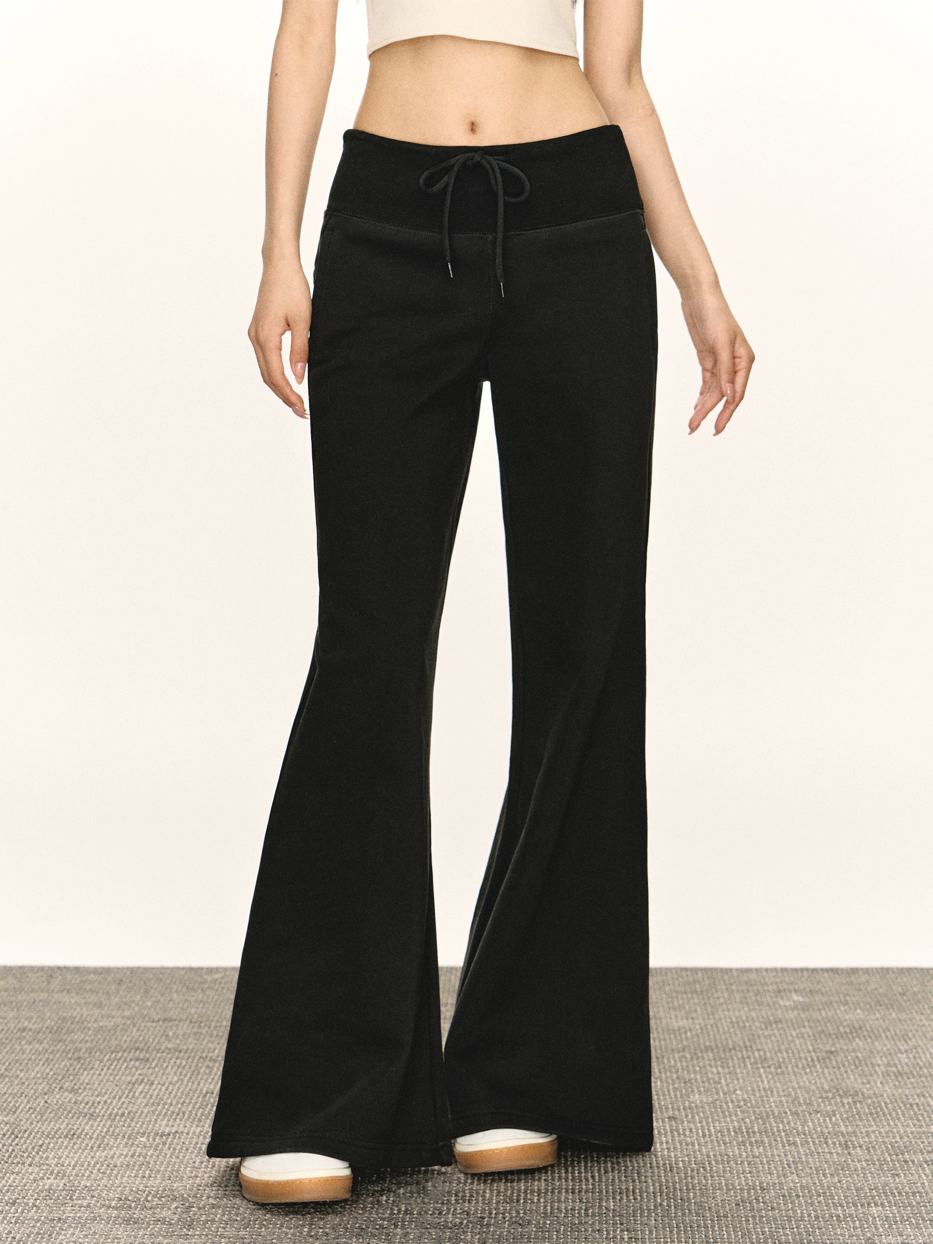 Ariseism Vintage Wide Waist Wide Leg Flared Casual Pants