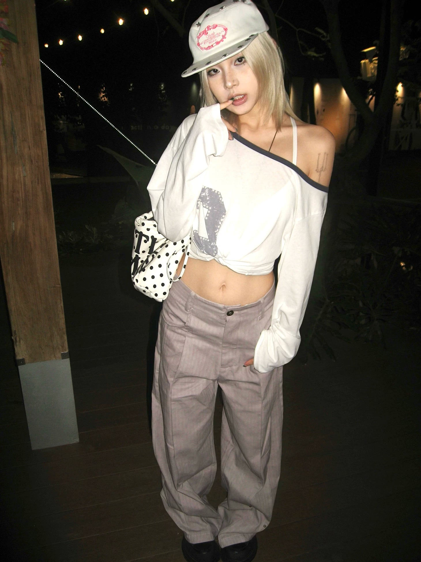 TZ Killer Pleated Rivet Scimitar Wide Leg Pants
