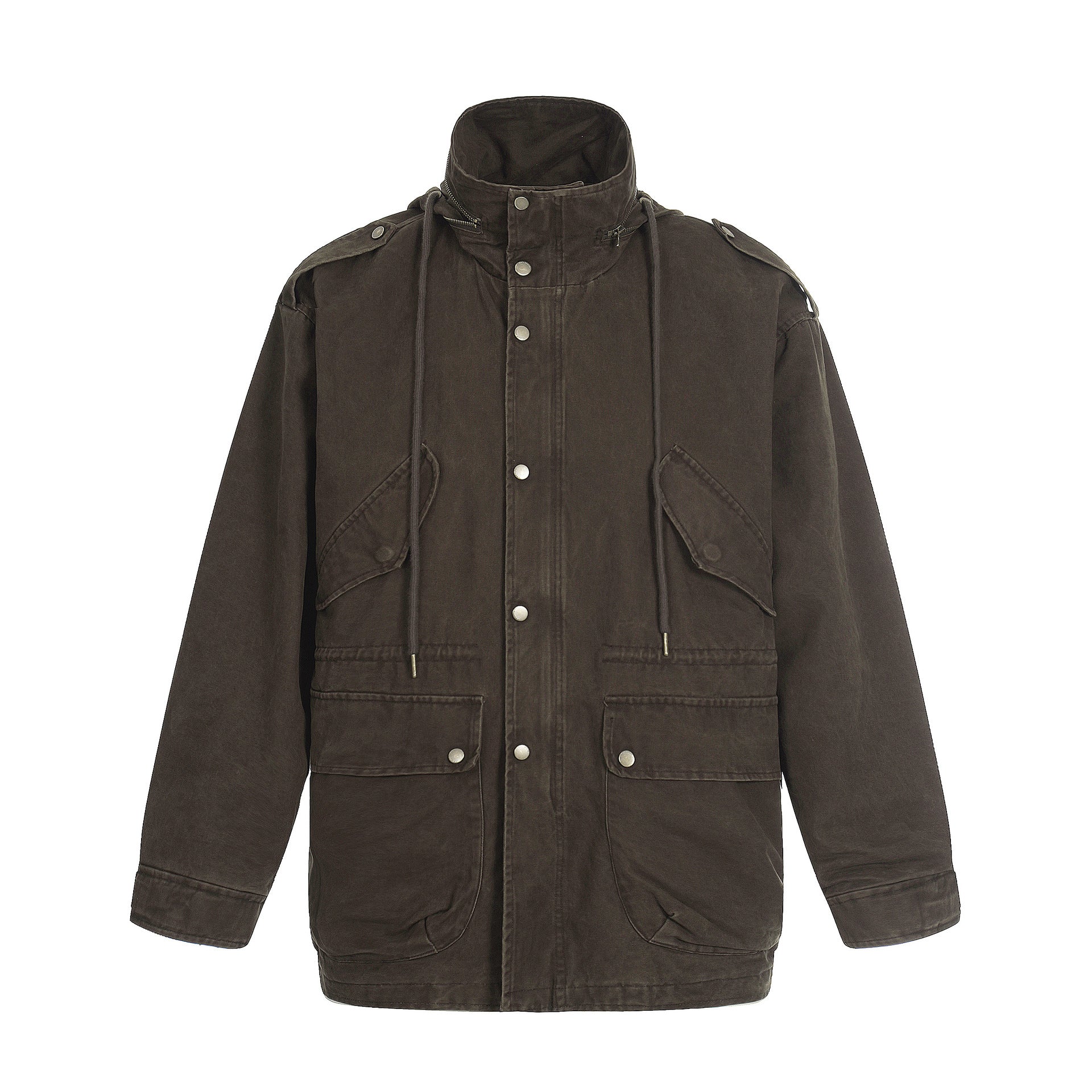 11KN Vintage Hooded Stand-up Collar Tooling Jacket