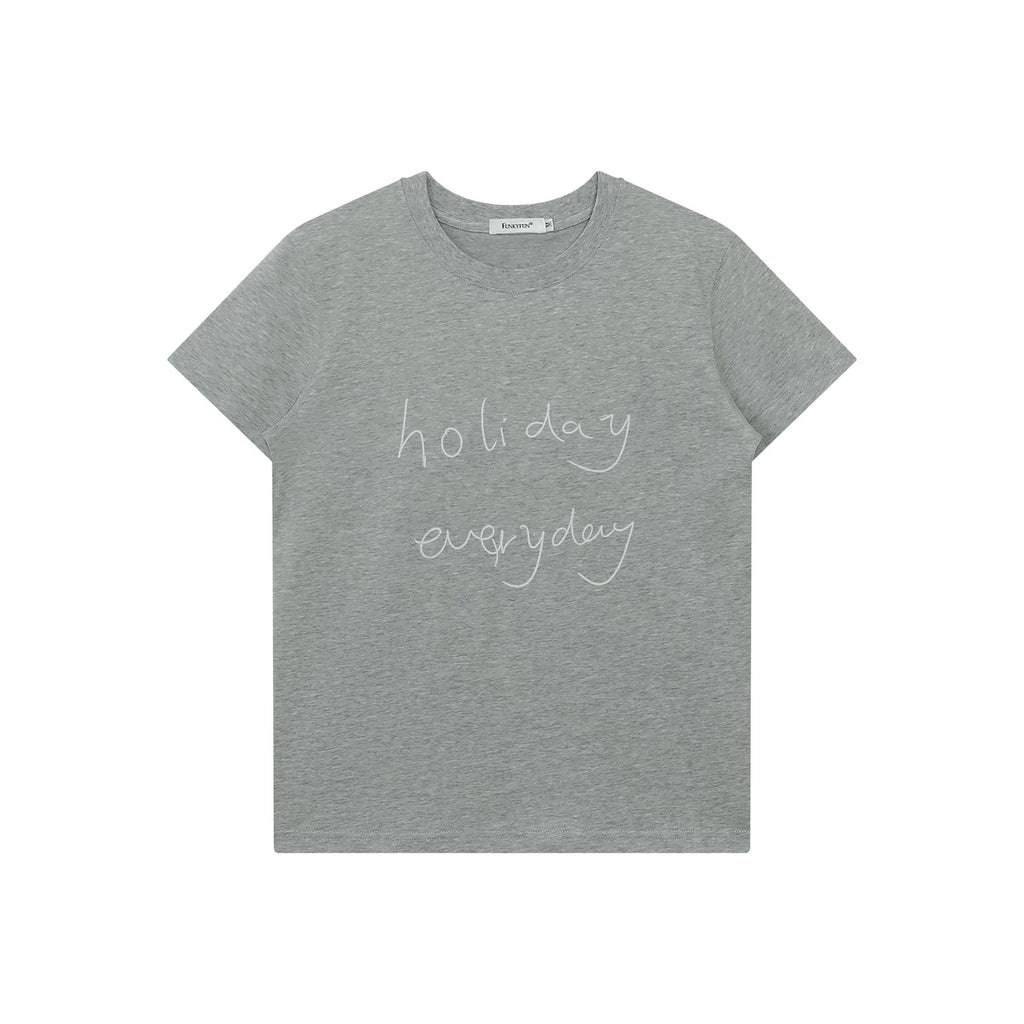 FUNKYFUN Fun Handwritten Slogan Front Shoulder Tee