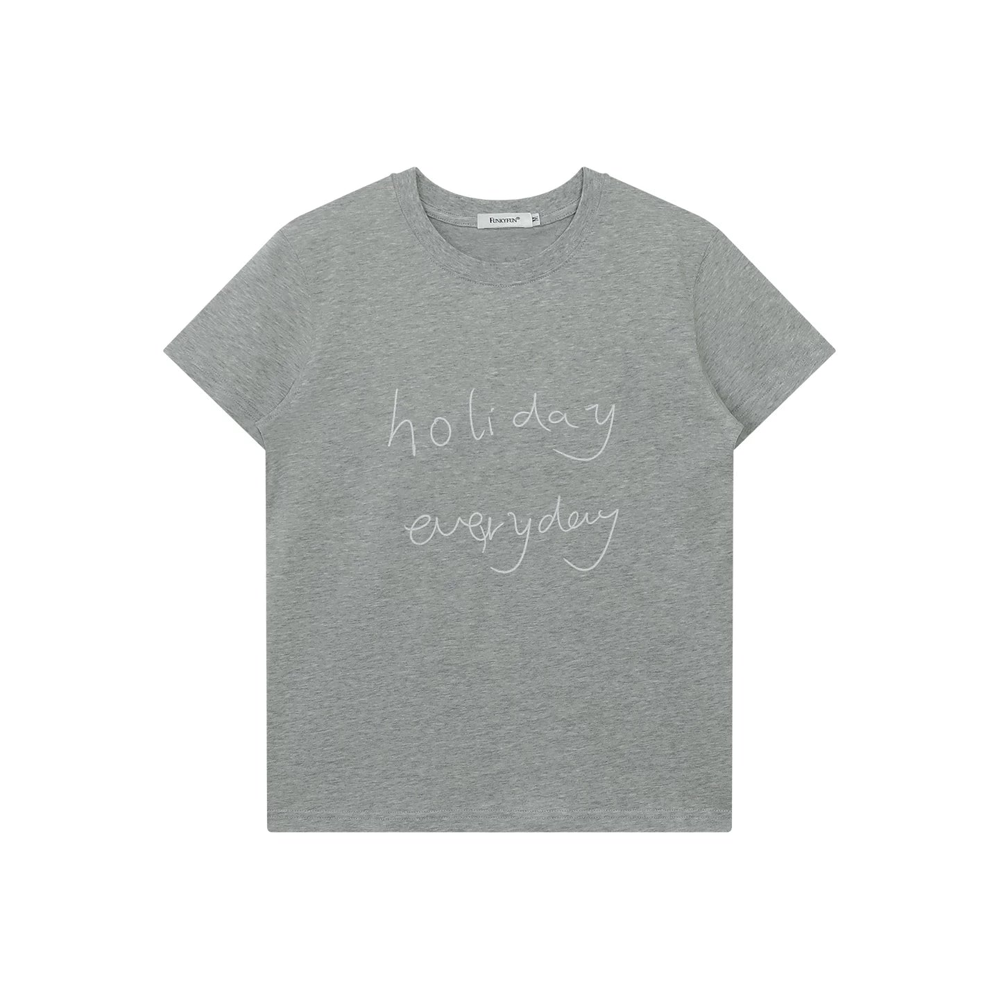 FUNKYFUN Fun Handwritten Slogan Front Shoulder Tee