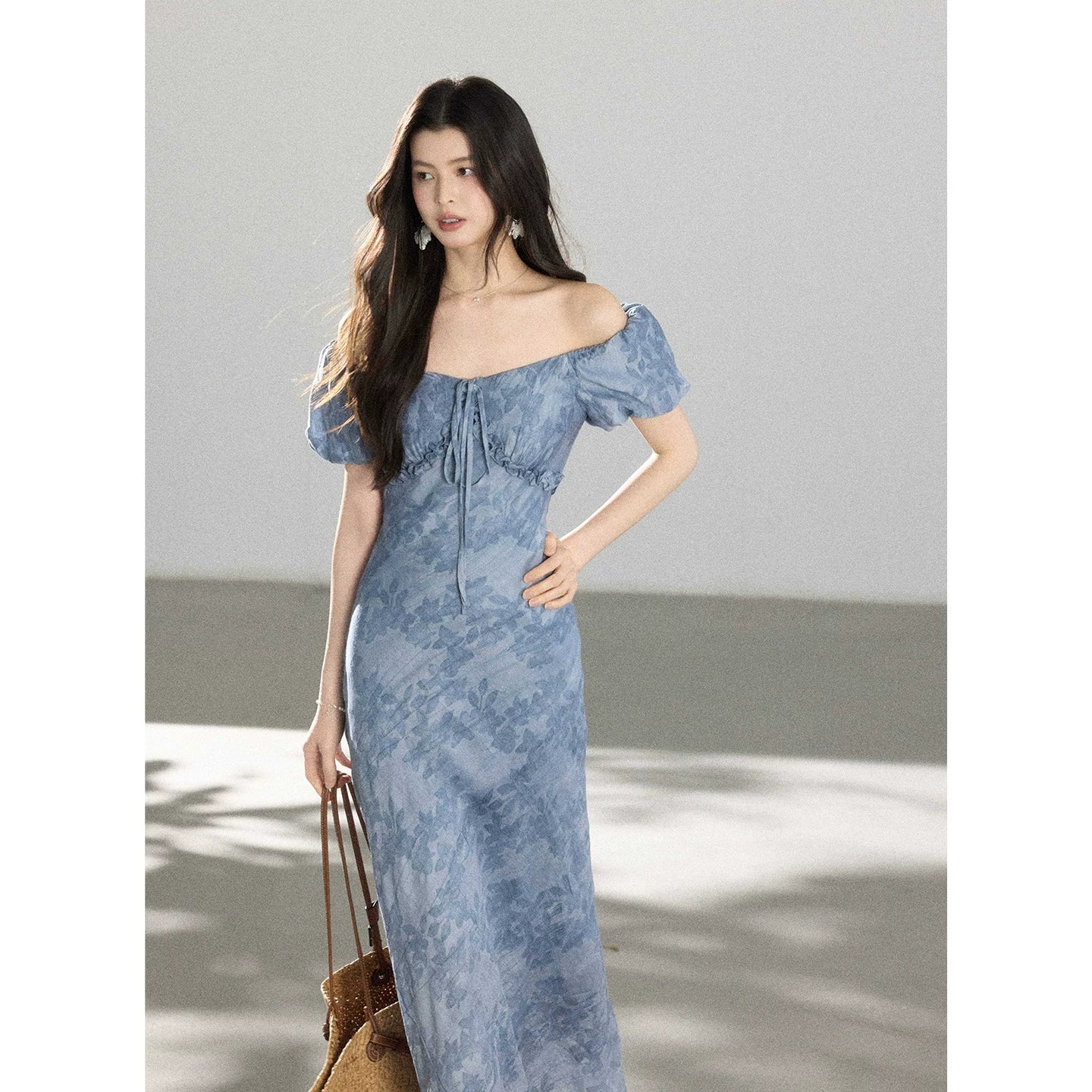 TYANG Retro Jacquard Waist Dress