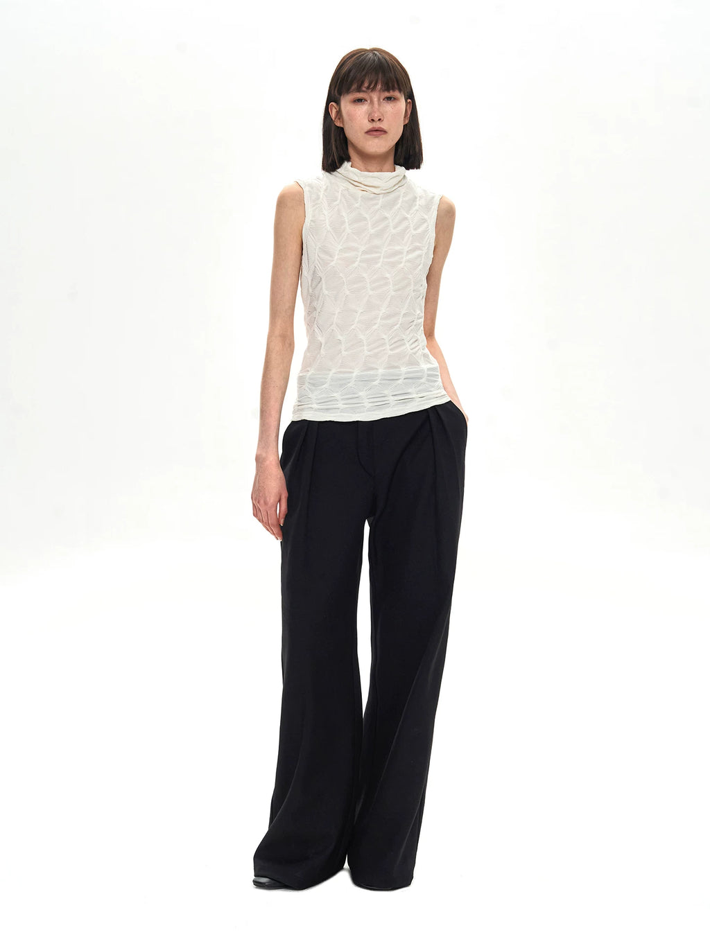 Slight Vogue Pleated Micro Stack Turtleneck Vest