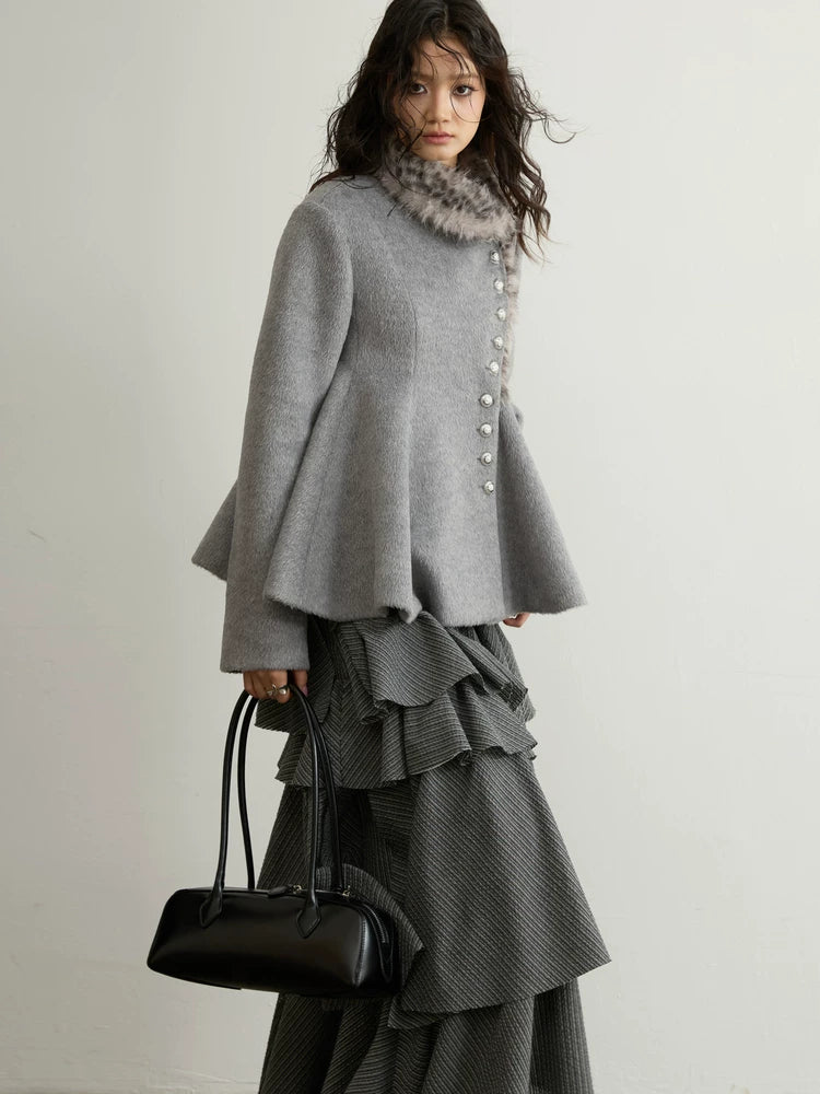 JNYLON Vintage Irregular Striped Split Skirt