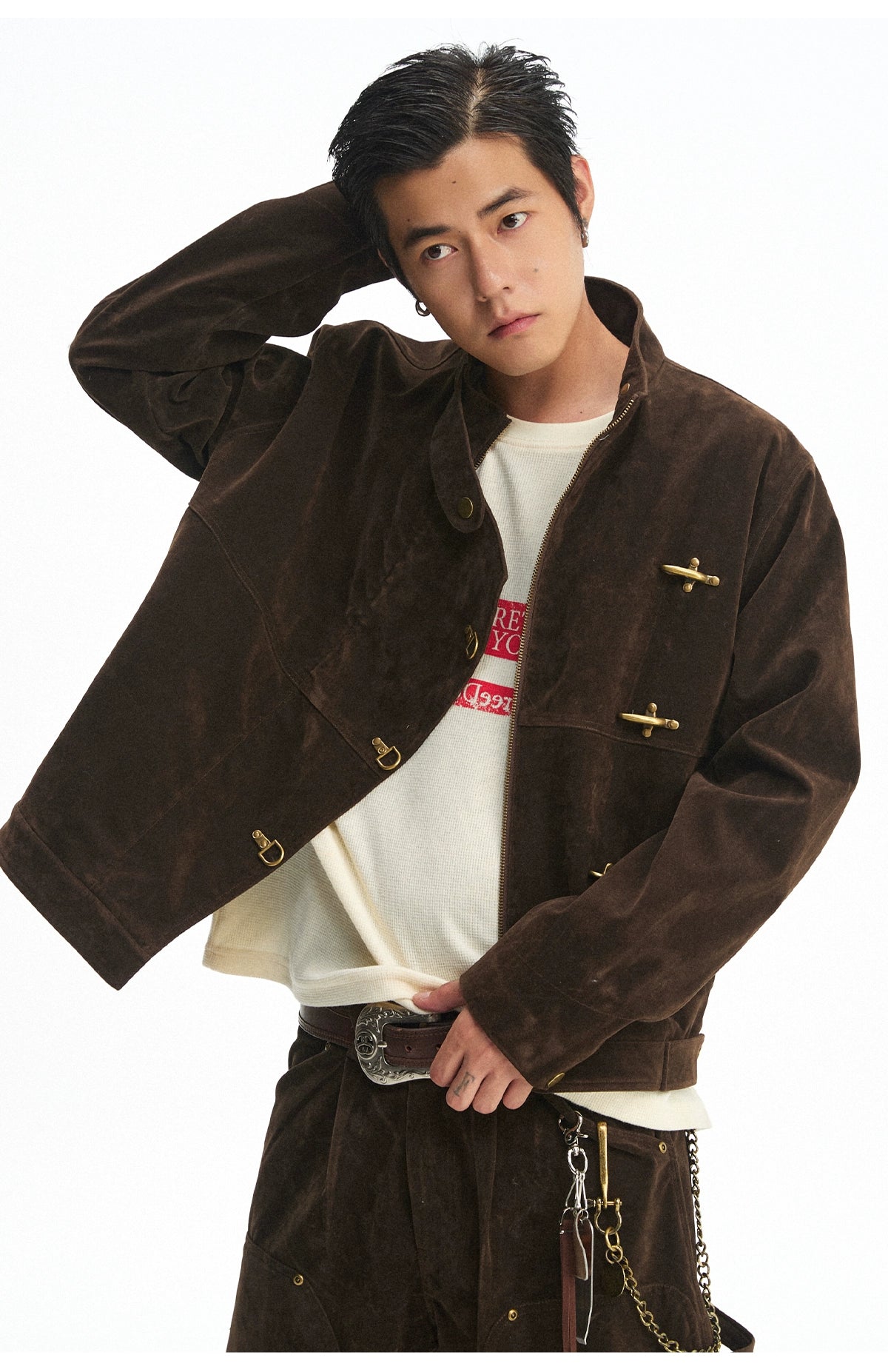 CoosRetro Vintage Plane Buckle Jacket