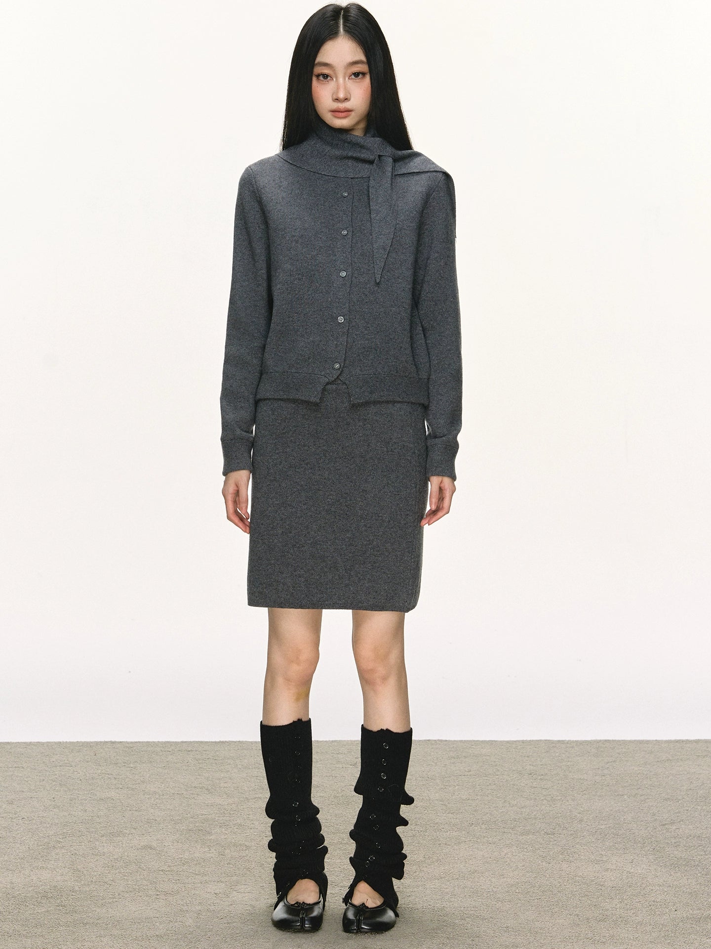 Anna Aneae Sweater Cardigan Knitted Skirt Set