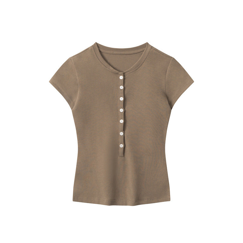 Nariele Semi-open Neck Slim Fit Tee