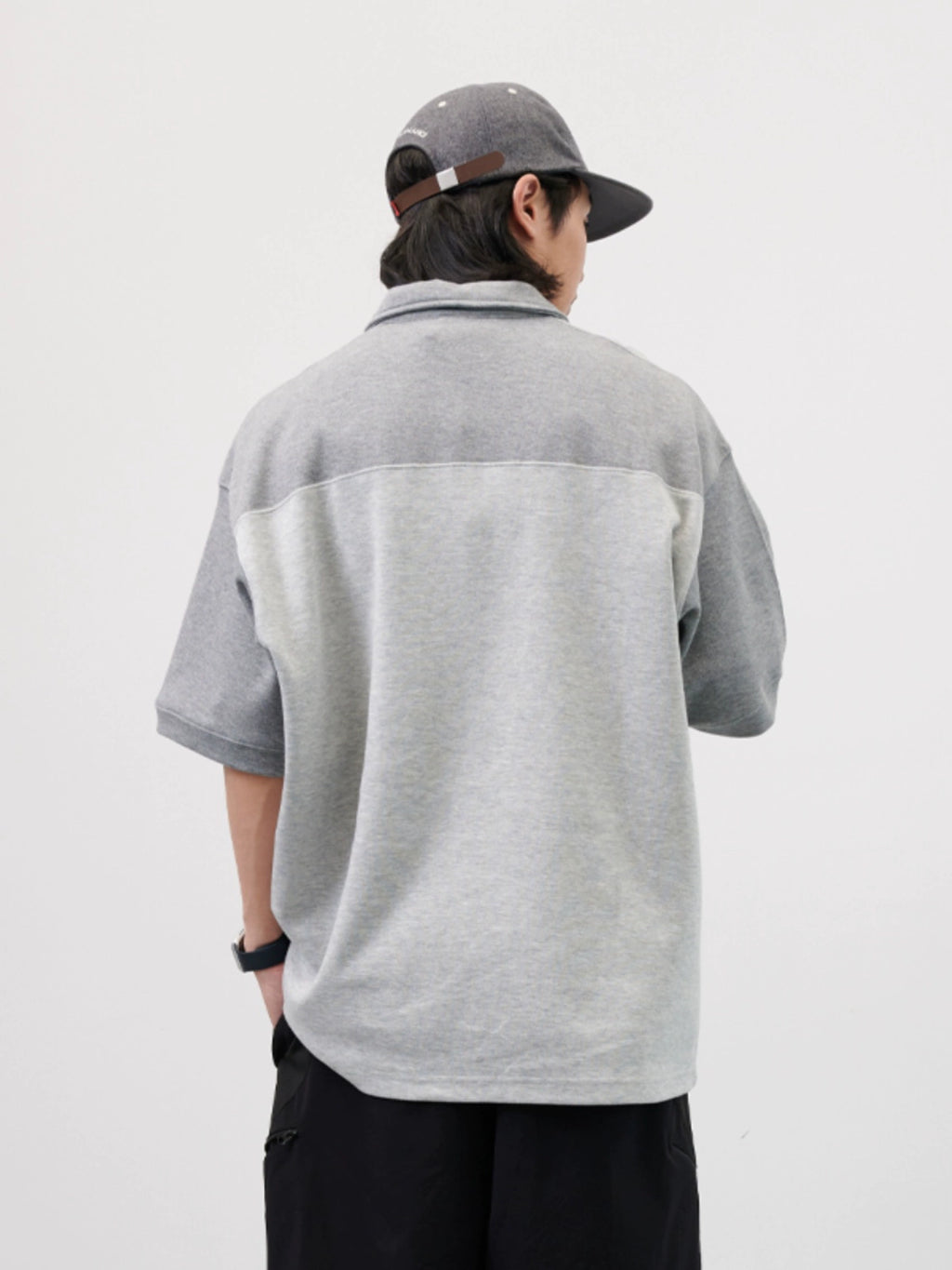 NUMBERSALT Simple splicing anti-wrinkle breathable POLO shirt