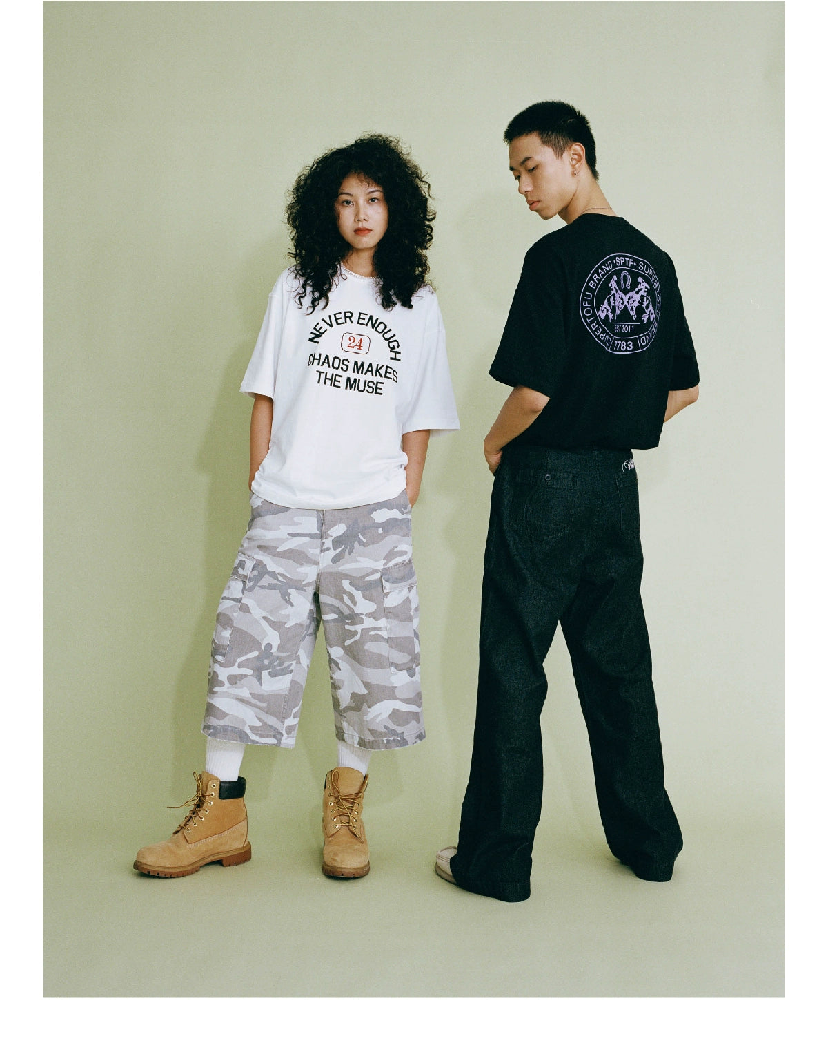 SUPERTOFU Worn Old Camouflage Twill Cropped Pants