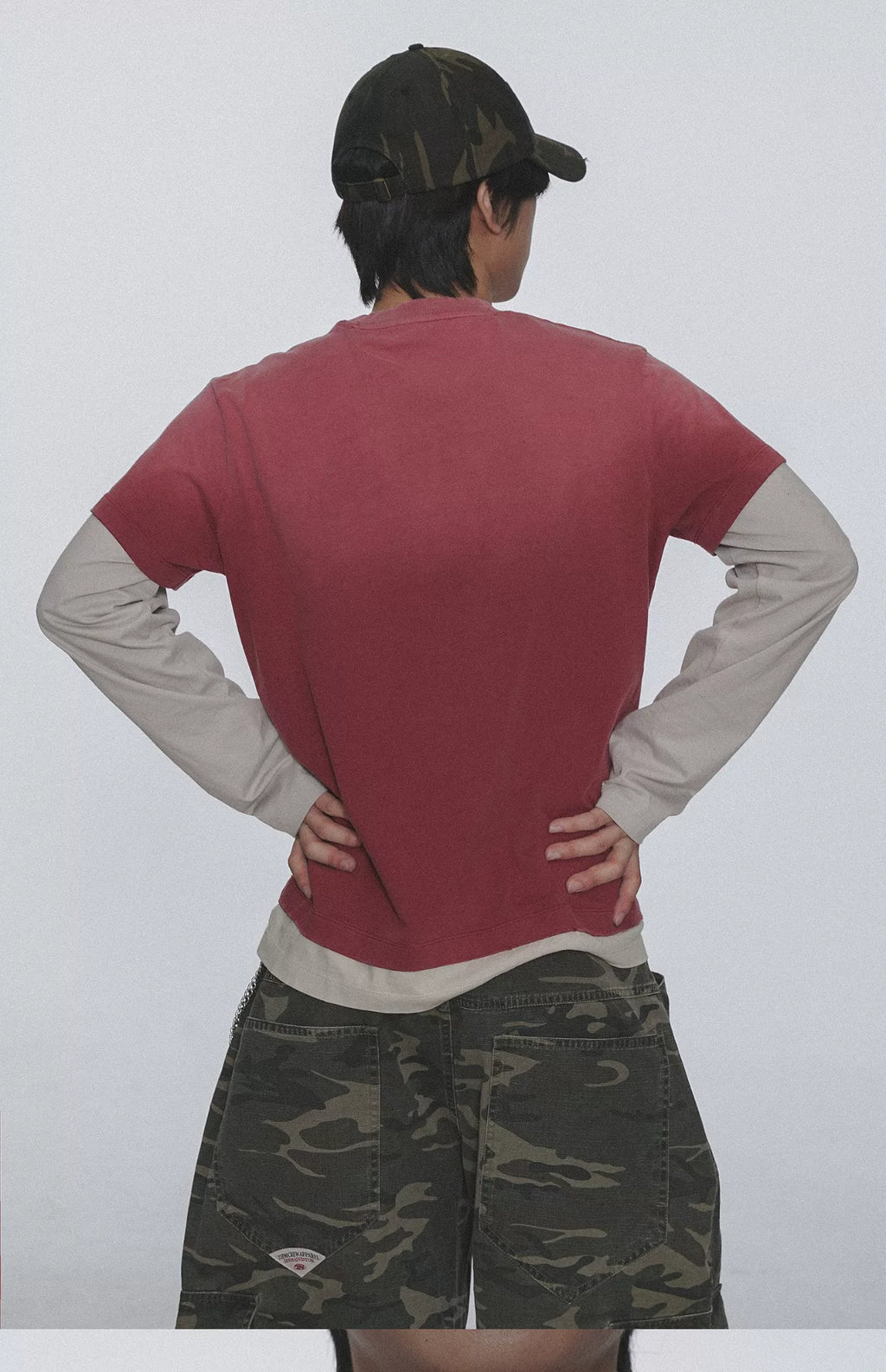TH90 Splicing Fake Two Pieces Casual Long Sleeves