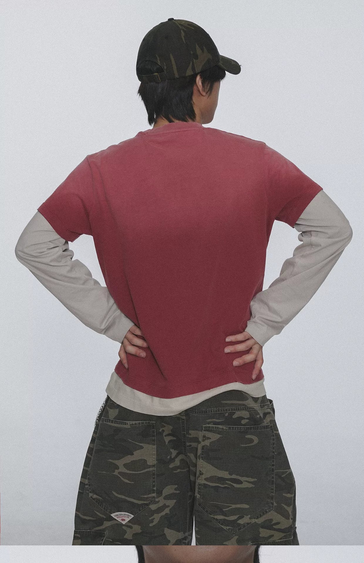 TH90 Splicing Fake Two Pieces Casual Long Sleeves